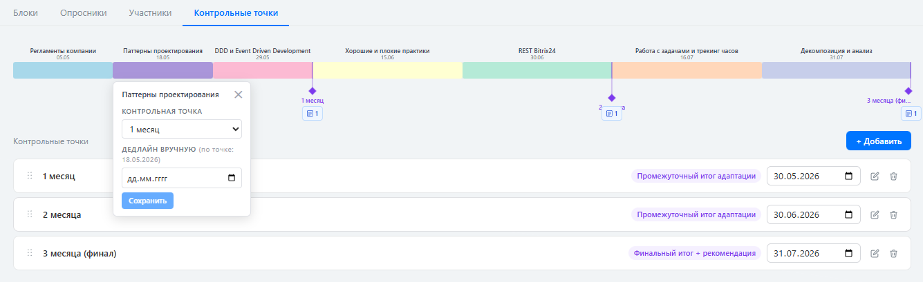 Скриншот: контрольные точки в плане кандидата